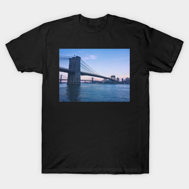 Brooklyn Bridge Pastel Sunset Manhattan T-Shirt by offdutyplaces